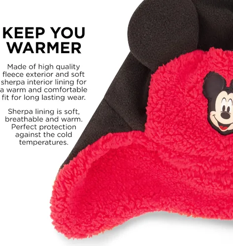 Miniatura 4 de Disney Mickey Mouse - Gorro de invierno con forro Sherpa y manoplas para niños Mickey Mouse 2-4T de EE UU Mickey Mouse