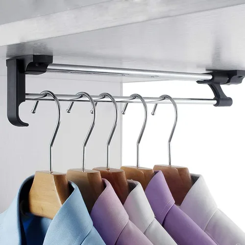 Miniatura 5 de Toallero retráctil resistente para armario, barra extraíble para ropa, riel extensible/organizador de almacenamiento (tamaño : 9.8 in/9.8 pulgadas)
