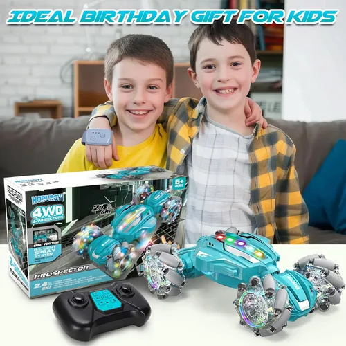 Miniatura 7 de Auto de Acrobacias RC con Detección de Gestos, Juguetes para Niños de 6-12 Años, Auto de Control Remoto Controlado a Mano 4WD con Luz y Música