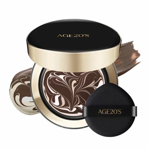 Miniatura 25 de [Tamaño mini] AGE20'S Signature Essence Pact 13C Base de cojín coreana vegana Paquete de 1 Base crema, acabado húmedo y brillante, cobertura