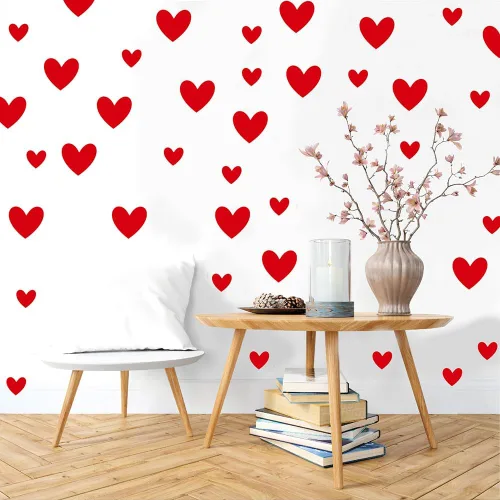 Miniatura 11 de 110 calcomanías de pared de corazón pastel suaves, 10 hojas de vinilo impermeable para despegar y pegar en 2 tamaños, decoración estética pastel