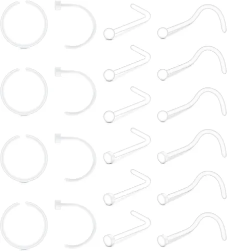 Miniatura 5 de Anicina Anillos y Studs Transparentes para la Nariz para el Trabajo Retenedor de Piercing Transparente de Herradura Retenedor de Tabique de Plástico