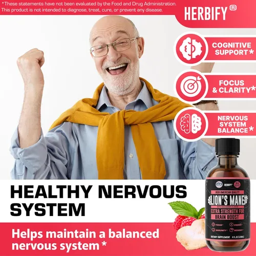 Miniatura 3 de HERBIFY Suplemento de Melena de León - Suplemento Diario de Hongos para Memoria, Concentración y Claridad - Potenciador Cerebral - Tintura de Melena