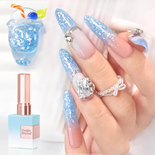 Miniatura 72 de Double Rhythm Esmalte de gel con purpurina de nieve de 0.5 fl oz, color holográfico reflectante para arte de uñas, salón de manicura y bricolaje