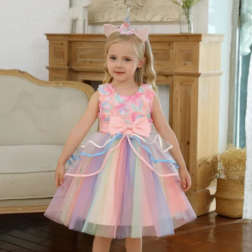 Miniatura 2 de HNXDYY Vestido de baile formal de princesa con encaje para niña de flores