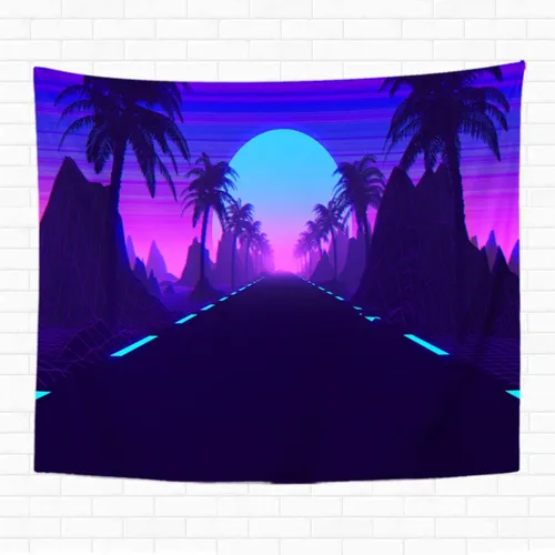 Topyee Tapiz decorativo para el hogar, para colgar en la pared, inspirado en la escena de los años 80, Synthwave y Retrowave Music Summer Beach, 50