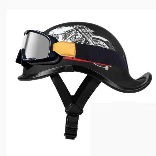 Miniatura 21 de Medio casco de motocicleta vintage, aprobado por el DOT, para adultos, casco convertible vintage para scooters, ciclomotores, cascos de motocicleta