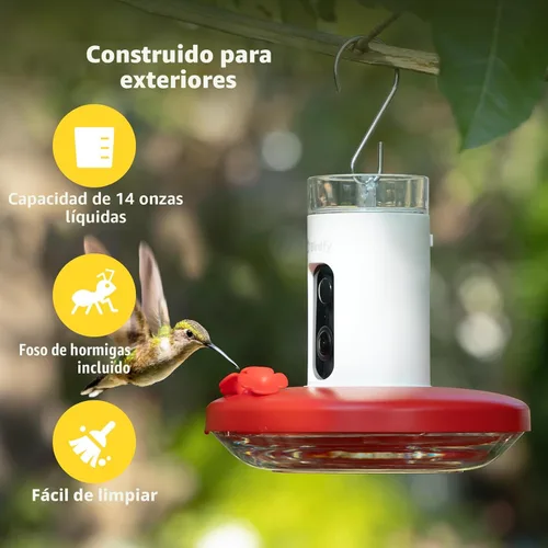 Miniatura 6 de Birdfy Alimentador de Colibríes con Cámara, Grabación Automática de Video de Aves, Notificación Instantánea, Vista en Vivo, Comederos Inteligentes