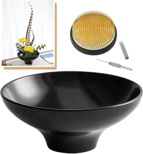 Kit japonés Ikebana de rana floral, suministros de arreglos de flores japonesas, contenedor de flores con herramienta de enderezamiento de agujas y