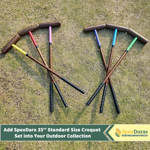 Miniatura 5 de SpexDarxs Juego de croquet para seis jugadores, juego de croquetas de 35 pulgadas con mazos de madera de primera calidad, bolas