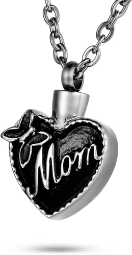 Collar de urna conmemorativa de acero inoxidable para cenizas con texto en inglés "Dad in Heart", Acero inoxidable