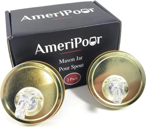 Miniatura 12 de Mason Jar Pour Spouts Stainless With Flap - Para Moonshine y Whisky - Hecho 100% en los Estados Unidos. Boquillas de tarro Mason de flujo libre que