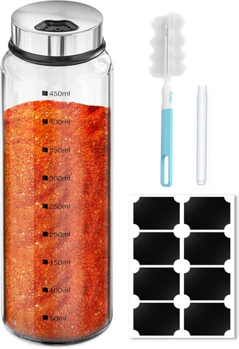 Miniatura 10 de Segarty Tarros de especias con tapas cocteleras, paquete de 6 botellas de vidrio de 4 onzas con tapa de acero inoxidable, recipientes de vidrio