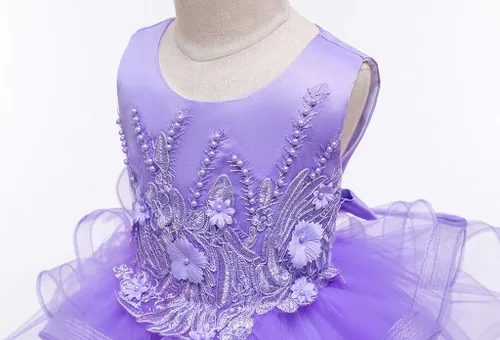 Miniatura 8 de Vestido de tul con flores para niñas pequeñas, vestido formal de fiesta de cumpleaños, vestido de fiesta de lentejuelas para desfiles, vestido tutú