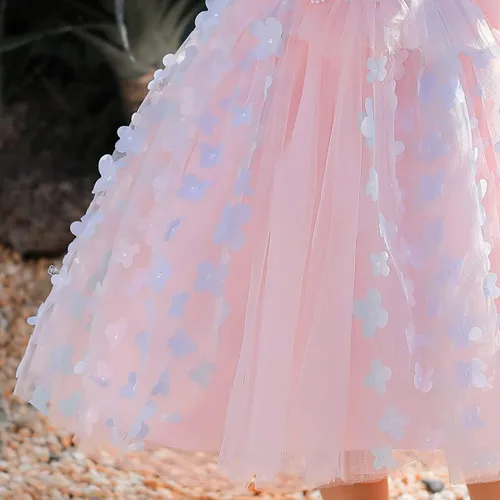 Miniatura 6 de Vestido de tutú de mariposa con pétalos de flores para niños, para boda, concurso de baile, primera comunión, cumpleaños, tul