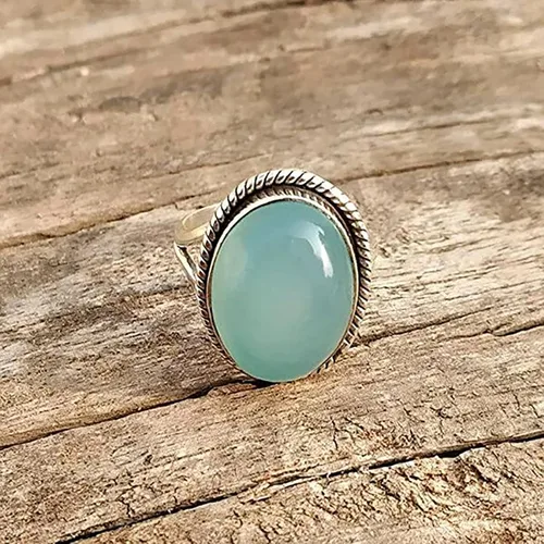 Miniatura 6 de Anillo de cristal con patrón vintage de jade para propuesta de cumpleaños, novia, anillo de fiesta de compromiso (verde menta, 9)