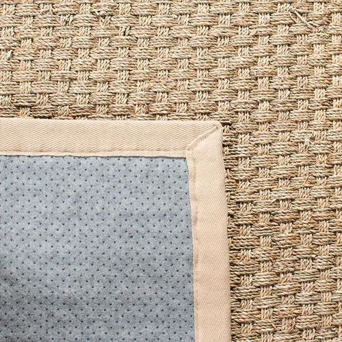 Miniatura 7 de SAFAVIEH Alfombra de área de 3x5 pies - Colección de fibra natural - Natural y beige, hierba marina, patrón de tejido de canasta con borde (NF114A)