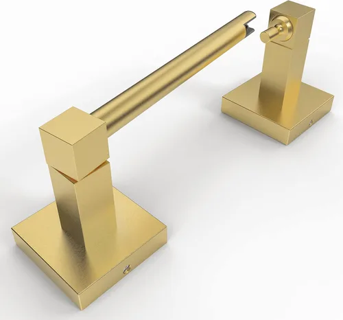 Ruacq Soporte de papel higiénico dorado con doble poste pivotante cuadrado, soporte para rollo, soporte de papel higiénico dorado cepillado, acero