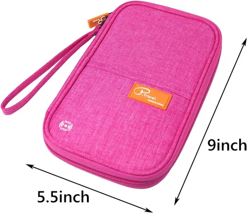 Miniatura 54 de VanFn Cartera RFID para pasaporte de viaje, soporte para pasaporte familiar, organizador de documentos de viaje serie P.Travel (nailon, gris)