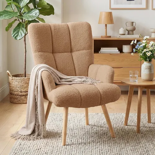Miniatura 9 de Joysoul Silla decorativa para sala de estar, sillón moderno con respaldo alto, silla de tela de retazos bohemios, silla de lectura tapizada colorida