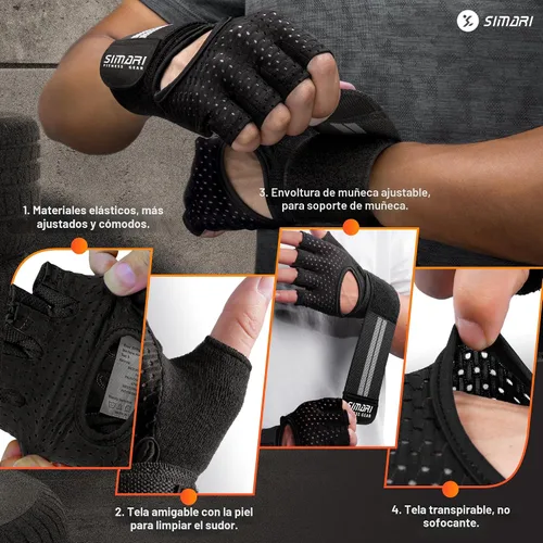 Miniatura 3 de SIMARI Guantes de entrenamiento transpirables para hombres y mujeres, guantes acolchados para levantamiento de pesas con soporte para muñecas