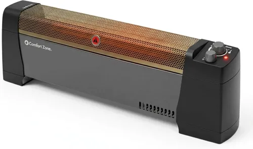 Comfort Zone Calentador de zócalo de convección de 1500 W con termostato integrado, protección contra sobrecalentamiento y vuelco, extremos a prueba
