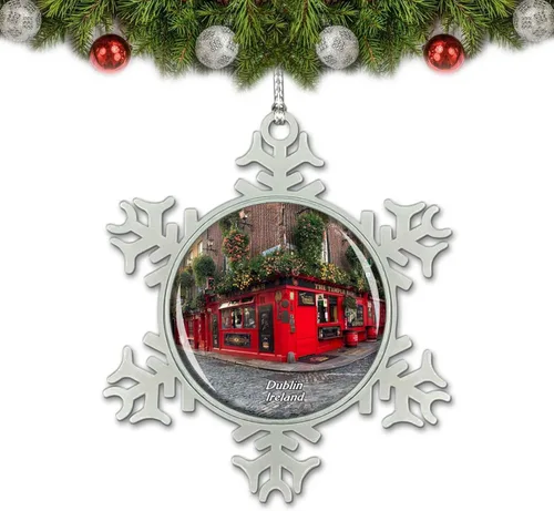 Irlanda Temple Bar Dublín Adorno de Navidad Decoración Árbol Decoración Cristal Metal Recuerdo Regalo