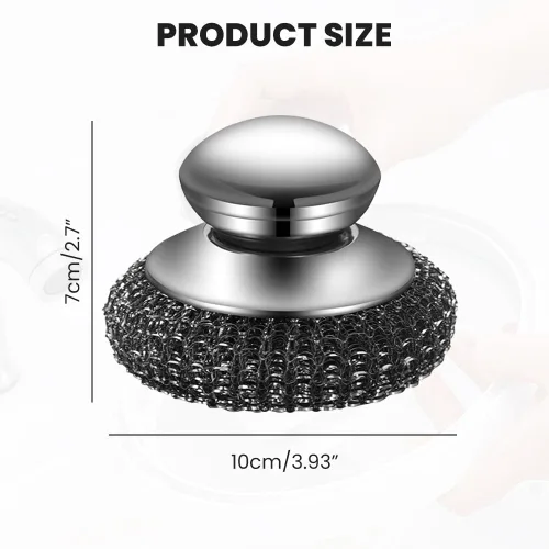 Miniatura 7 de Depurador de lana de acero con asa, limpiador de platos de acero inoxidable resistente para limpiar platos, ollas de hierro, estufas, fregadero de 1