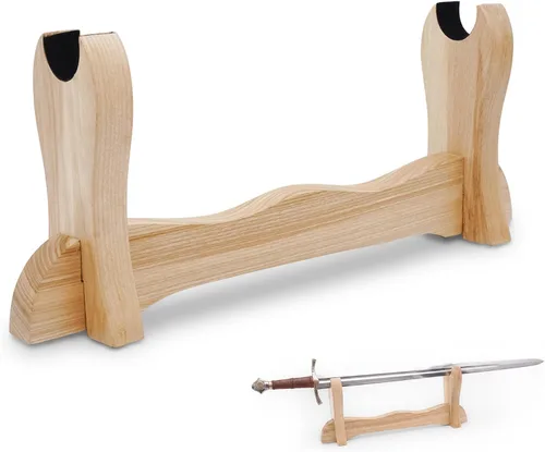 Miniatura 11 de Lord of Battles Soporte medieval de madera maciza para espada, soporte para espada, exhibición de espada de gladiador, soporte para espada katana