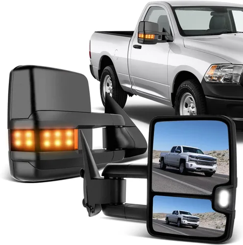 Miniatura 23 de ECCPP Juego de espejos de remolque, reemplazo en pareja, compatible con Chevy Silverado 1500 2500 HD 3500 Suburban 1500 2500 Tahoe para GMC Sierra