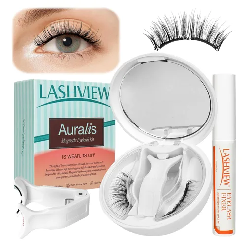Miniatura 14 de LASHVIEW Kit de pestañas magnéticas suaves, aspecto natural con imanes ultradelgados de 0.17mm, pestañas cómodas sin pegamento con aplicador