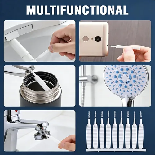 Miniatura 6 de Cepillo de limpieza para cabezal de ducha, cepillo de limpieza antiobstrucción, cepillo de limpieza mejorado para cabezales de ducha, cepillos de 10