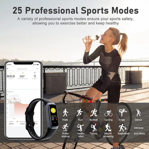 Miniatura 2 de Rastreador de actividad física con contador de pasos/calorías/cronómetro, rastreador de actividad, monitor de salud con monitor de frecuencia