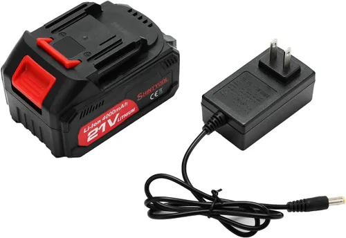 Miniatura 9 de Batería de litio de 21V - Batería de 2.0 Ah con adaptador de cargador, indicador LED, compatible con soplador de hojas y cultivador inalámbrico
