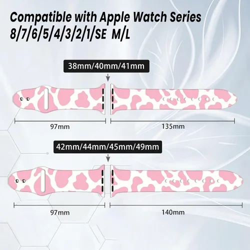 Miniatura 2 de Bonitas correas de reloj compatibles con Apple Watch de 1.496 pulgadas, 1.575 pulgadas, 1.614 pulgadas, 1.654 pulgadas, 1.732 pulgadas, 1.772