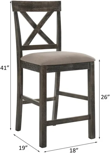 Miniatura 3 de Acme Martha II - Silla de altura de mostrador en lino bronceado y gris desgastado (juego de 2)