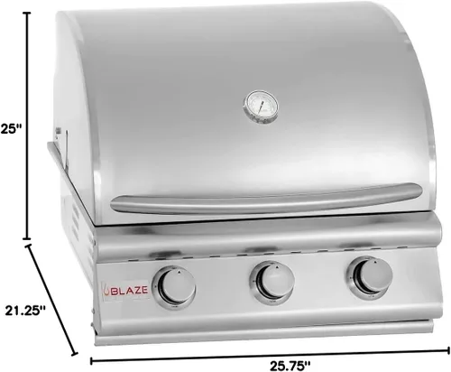 Miniatura 7 de Blaze Prelude LBM - Parrilla de gas natural incorporada Barbacoa de 3 quemadores de 25 pulgadas con 42,000 BTU Construcción de acero inoxidable