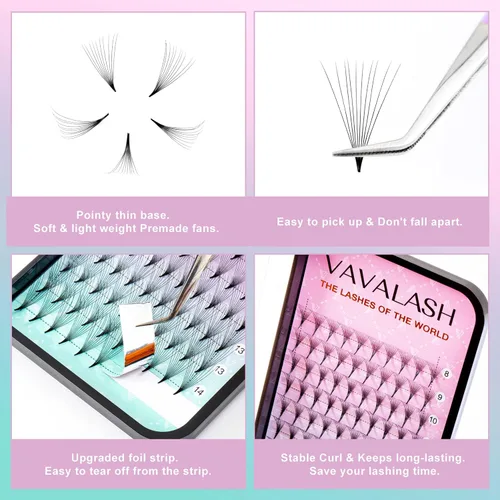 Miniatura 4 de Extensiones de pestañas postizas 3D 4D 5D 6D 8D 9D 10D, espesor 0.07/0.1 C/D, pestañas rizadas, tallo medio, abanicos prefabricados, volumen ruso