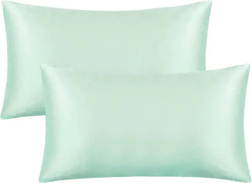 Miniatura 17 de FLXXIE Paquete de 2 fundas de almohada estándar de satén con cremallera para cabello y piel, sedosas y súper suaves (20 x 26 pulgadas), fundas
