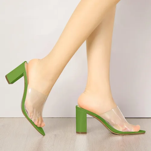 Miniatura 2 de Allegra K Sandalias transparentes de tacón grueso para mujer