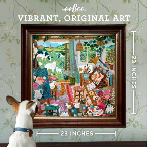 Miniatura 3 de eeBoo Rompecabezas de 1000 piezas – Artist's Cottage rompecabezas para adultos, cuadrado de 23 x 23 pulgadas, fabricado con tablero reciclado