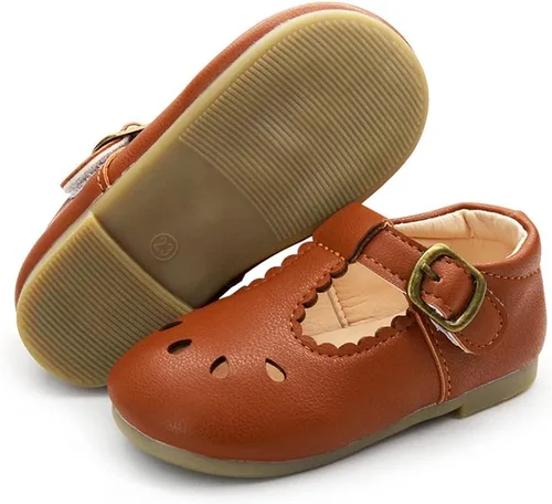 E-FAK Zapatos Mary Jane planos con lazo antideslizante para niñas pequeñas, zapatos de vestir para primeros pasos, zapatos de boda de princesa