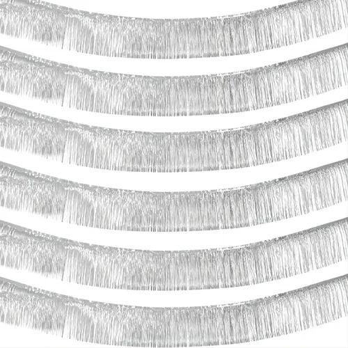 Miniatura 8 de Paquete de 10 unidades de 3,05 m de guirnalda de flecos de papel de aluminio con borlas metálicas, bandera para colgar en la pared, serpentinas