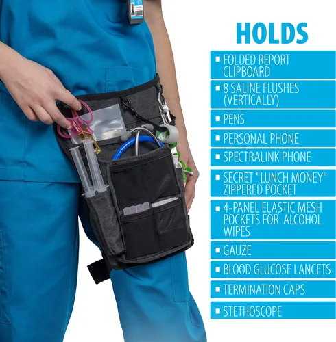 Miniatura 5 de Riñonera para enfermera con banda elástica para las piernas, bolsa de herramientas organizadora de cintura con múltiples compartimentos