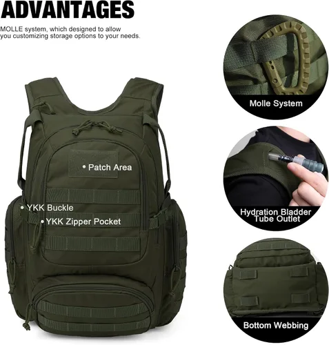 Miniatura 3 de Mardingtop - Mochilas tácticas Molle (Equipo modular de transporte de carga ligera), estilo militar, de 25 litros, para senderismo, acampar, viaje
