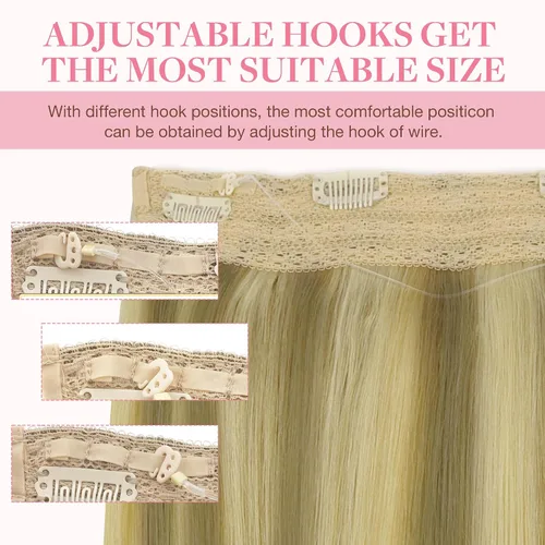 Miniatura 4 de GOO GOO Extensiones de cabello humano con alambre, 1 negro azabache natural de 12 pulgadas 70 g, extensiones de cabello invisibles con alambre