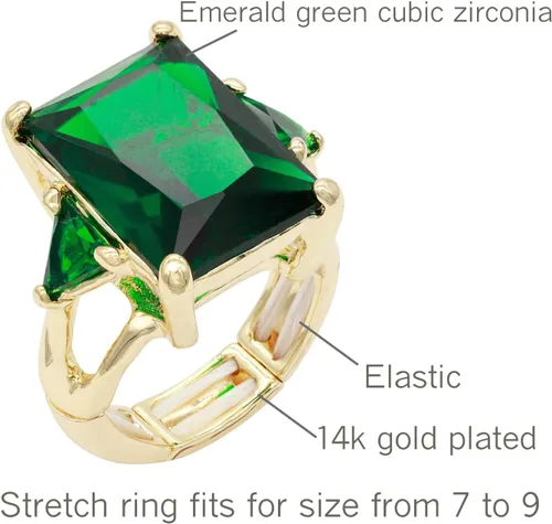 Miniatura 2 de Lavencious Anillos grandes y radiantes con piedras CZ elásticas para mujer, talla 7-9