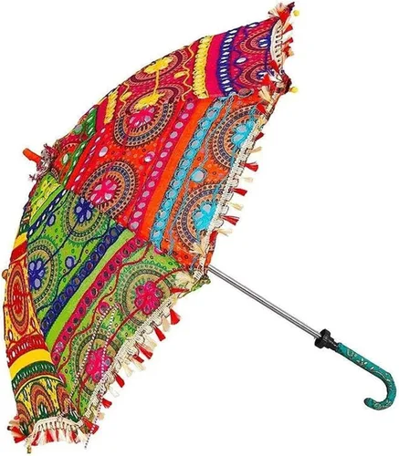 MANDALA HANDLOOM - Sombrilla decorativa para el sol al por mayor, sombrilla de boda, decoración de lujo vintage bordada a mano tradicional grande
