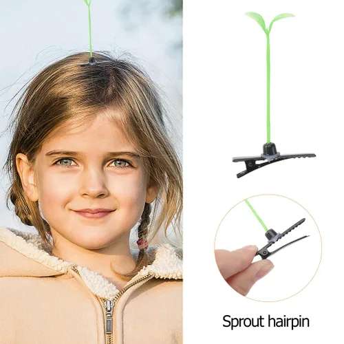 Miniatura 5 de 100 pinzas para el pelo de brotes de frijoles, divertidas pinzas para el cabello de plantas verdes, pasador de hierba pequeña, accesorios