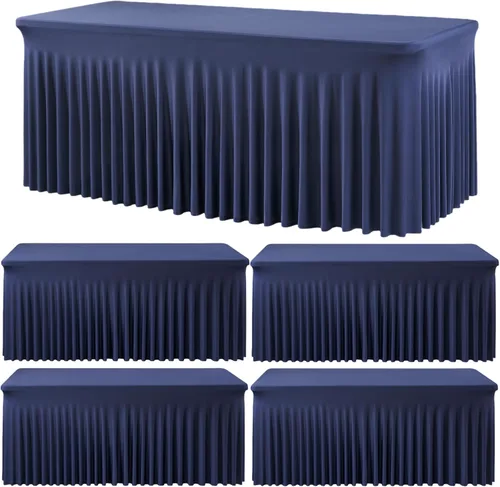 Miniatura 22 de Outpain - 4 paquetes de mantel de elastano de 6 pies para mesas plegables estándar - Mantel de mesa rosa bebé, protector de mesa para fiesta, boda